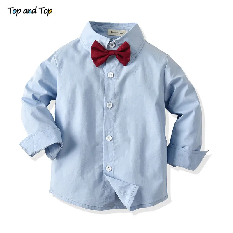 Top and Fashion Kids Baby Boys Gentleman Clothes Button Down Bowtie Shirt Top+Suspender Trousers 2Pcs Children Casual Suit |