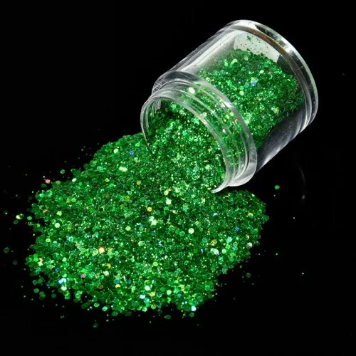 04 green 1 коробка голографическая мощность ногтей 10 мл золотой цвет голограмма лазерные блестки Пыль порошок маникюр Дизайн ногтей украшения 12 цветов FMA01 - Цвет: 04 green