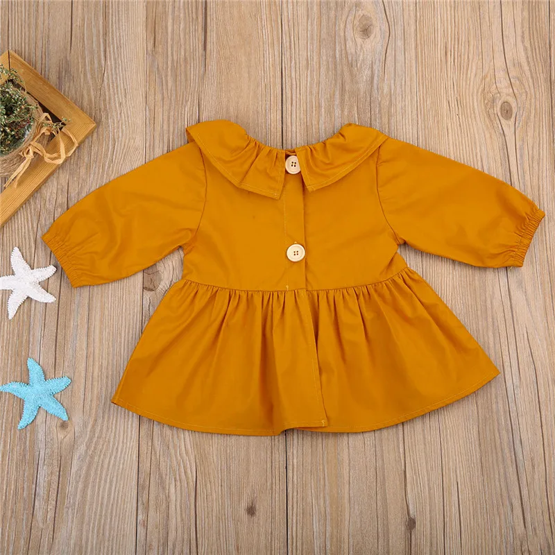 Блузка с длинными рукавами для маленьких девочек летний костюм оранжевого цвета