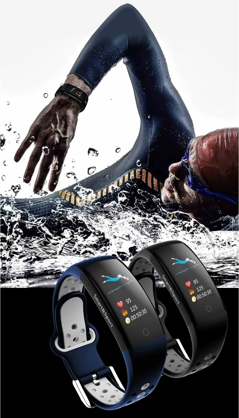 Новый Q6S 0 96 дюймовый сенсорный экран цветной Смарт браслет IP68 спортивные часы