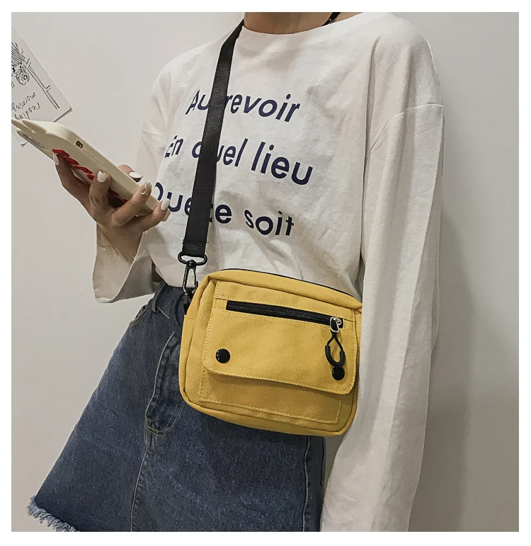 Летняя новая Корейская ulzzang модная парусиновая сумка на плечо в японском стиле Харадзюку, шикарная Повседневная сумка на плечо, одноцветная маленькая квадратная сумка