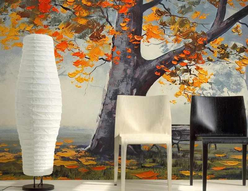 

Custom 3d murals,Stereo hand-painted yellow maple papel de parede,hotel restaurant living room sofa TV wall bedroom wallpaper