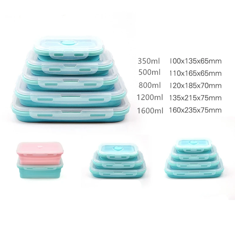 Силиконовый складной контейнер для обеда еды BPA Бесплатный microwavable bento box