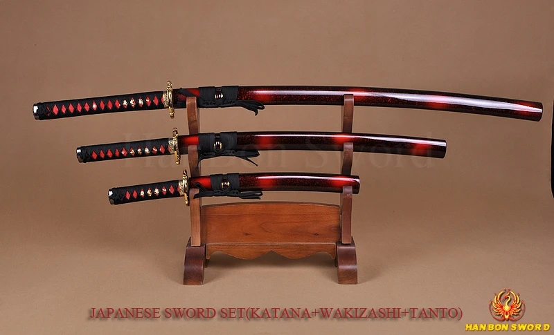 Самурайские японские мечи ручной работы Набор Катана вакизаси Танто Цуба В Форме