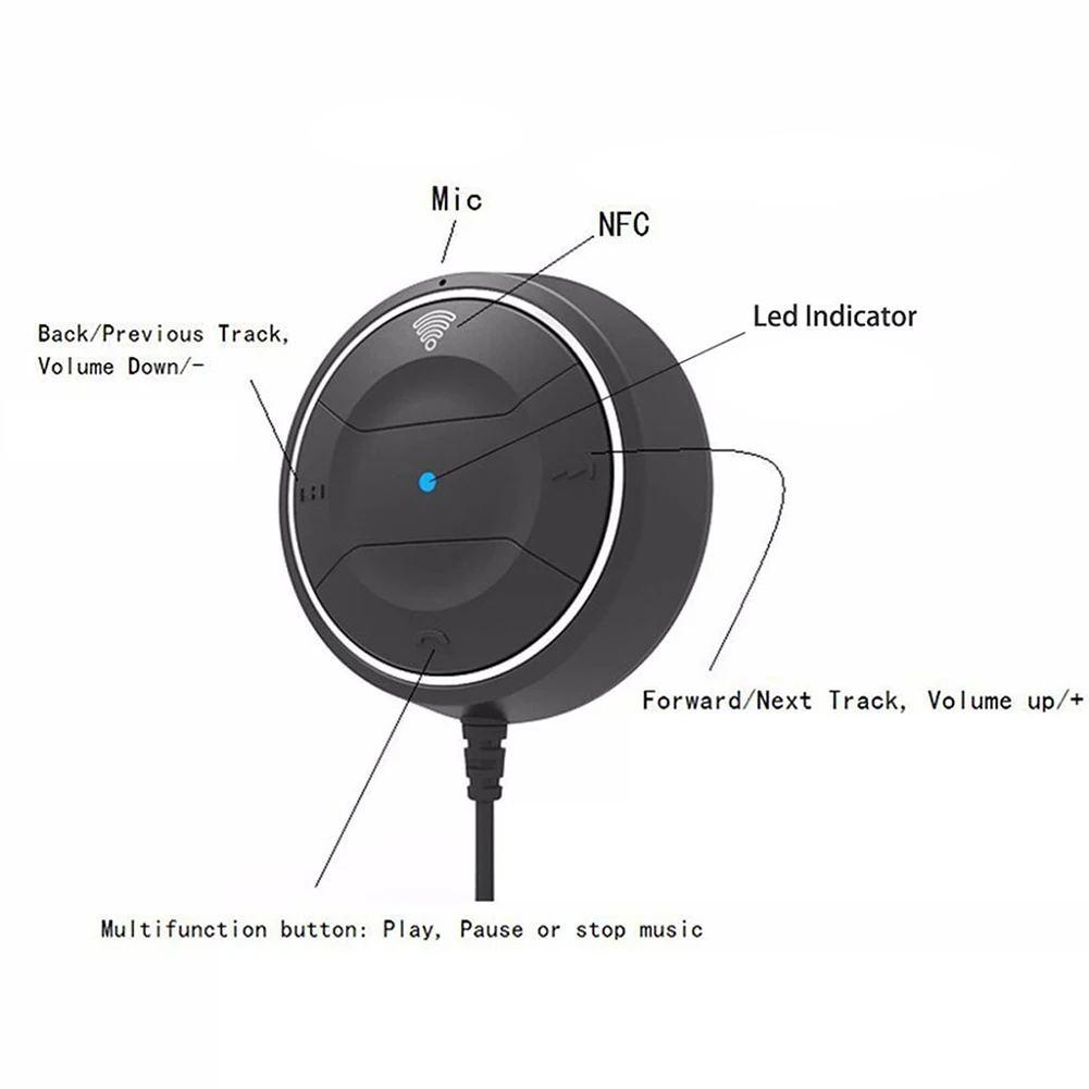 JRBC01 Громкая связь NFC Bluetooth автомобильный набор, свободные руки, MP3 3,5 мм аудио музыкальный приемник адаптер Поддержка технология беспроводной высокочастотной связи малого радиуса действия(NFC