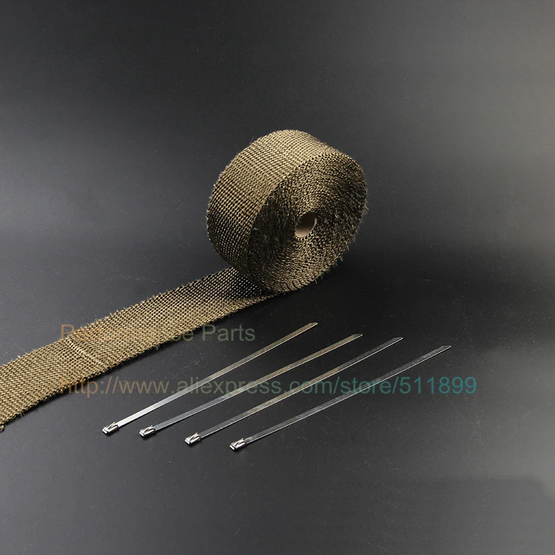 

15 Meters / 50 Feet Titanium Pipe Wrap Exhaust Turbo Heat Manifold Header Racing With Ties kit