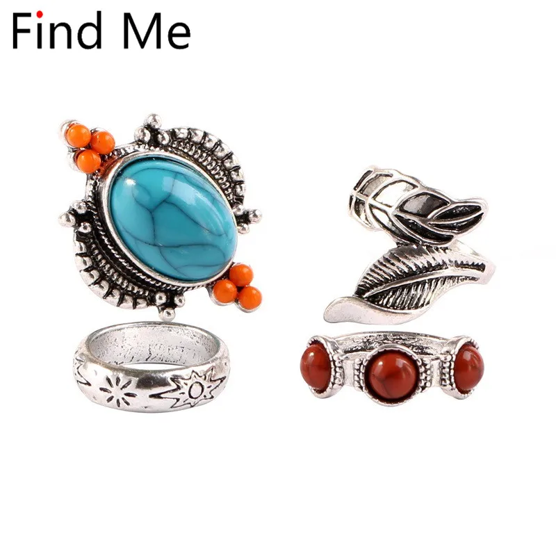 Женские кольца Find Me 2018 цыганские 4 шт./компл. винтажные в стиле панк бохо пляж