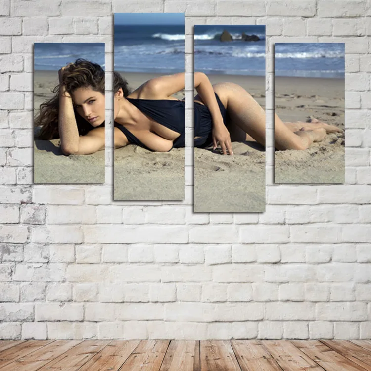 FOUR PC NO FRAME Beach Beauty Oil Painting Printed On Canvas Home Decor Wall | Дом и сад