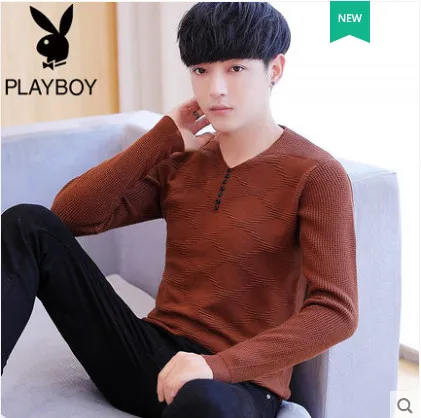 Playboy/осень с длинными рукавами Мужская Тонкий джемпер тенденция молодежи красивый свитшот