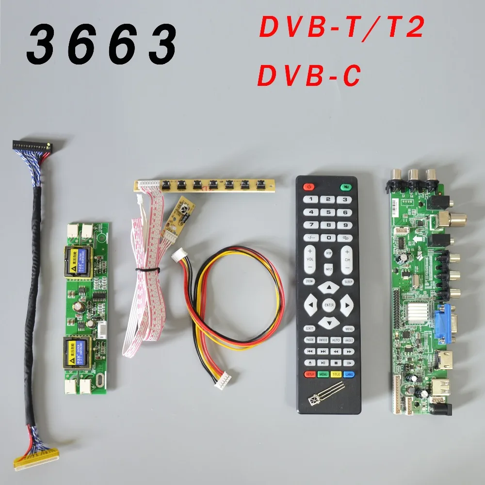 2PCS 3663 board & remote & IR & LVDS & 7K Button & 4Lamp inverter