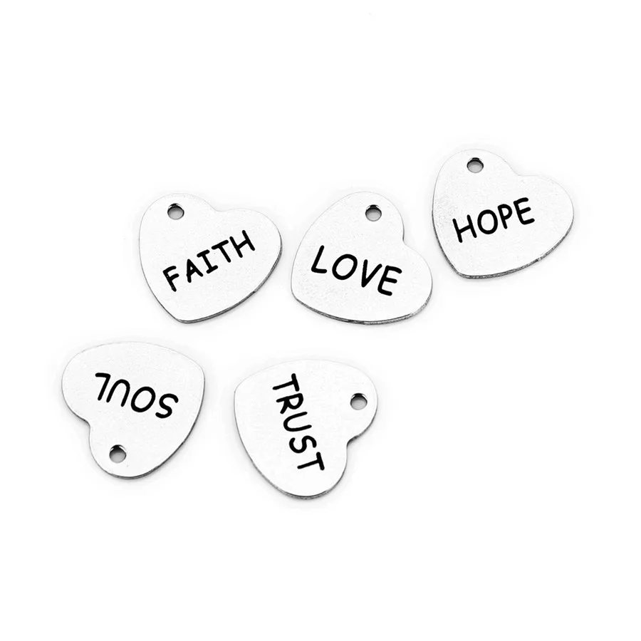 Подвеска для ожерелья Ckysee 5 шт./лот серебристого цвета с надписью Faith Hope Love из