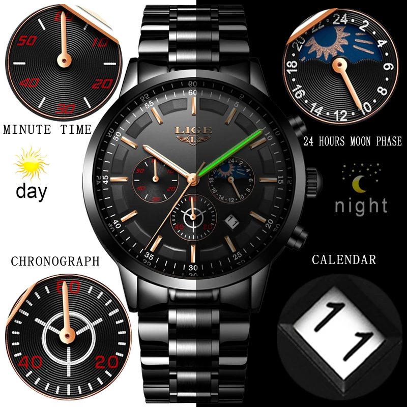 Reloj Hombre 2019 новые часы мужские LIGE модные спортивные кварцевые s Топ бренд класса