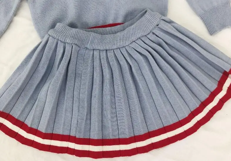 

Cultiseed Baby Girls Autumn Knitted Dress Sets Clothes Kids Cute Party Dress Sets Clothing Children Navy Casual 2PCS Dress Suits