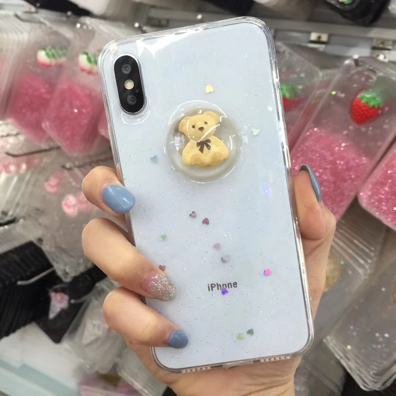 Милый прозрачный чехол для телефона с 3D медведем iphone 11 Pro Max 6 6s 7 8 plus X XS XR MAX SE 2020