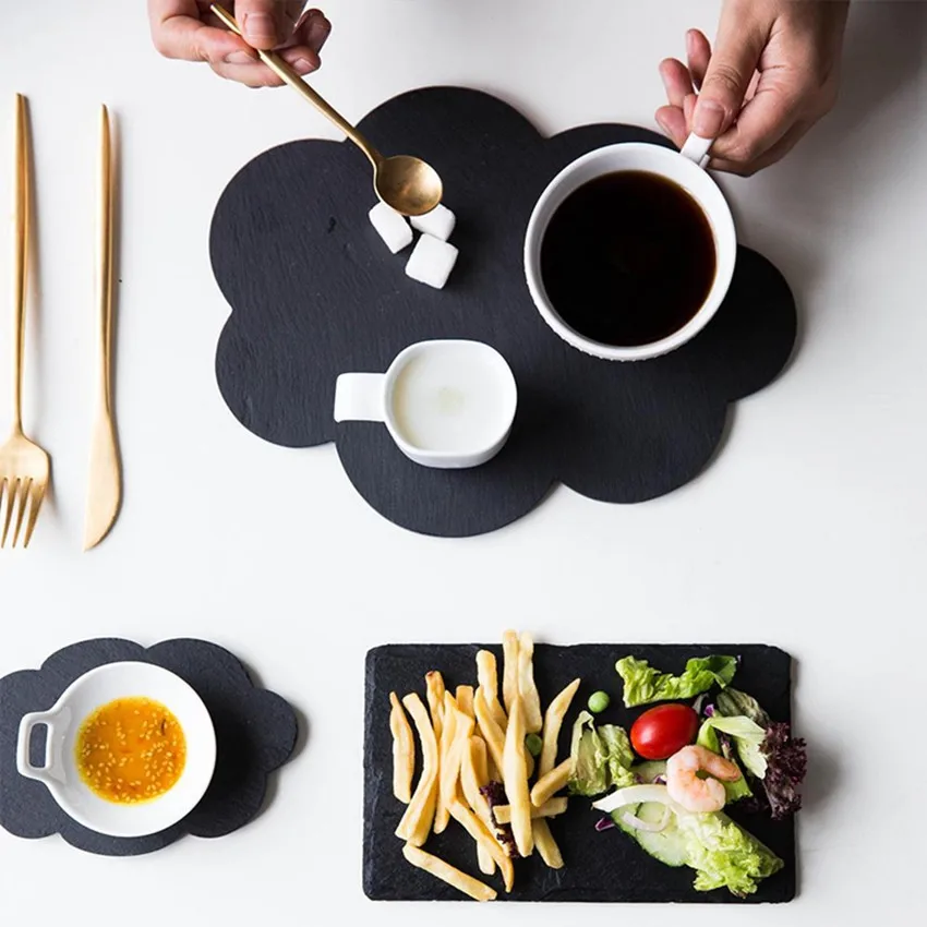 Тарелка из натурального сланца в форме облаков твердая каменная тарелка S блюдо