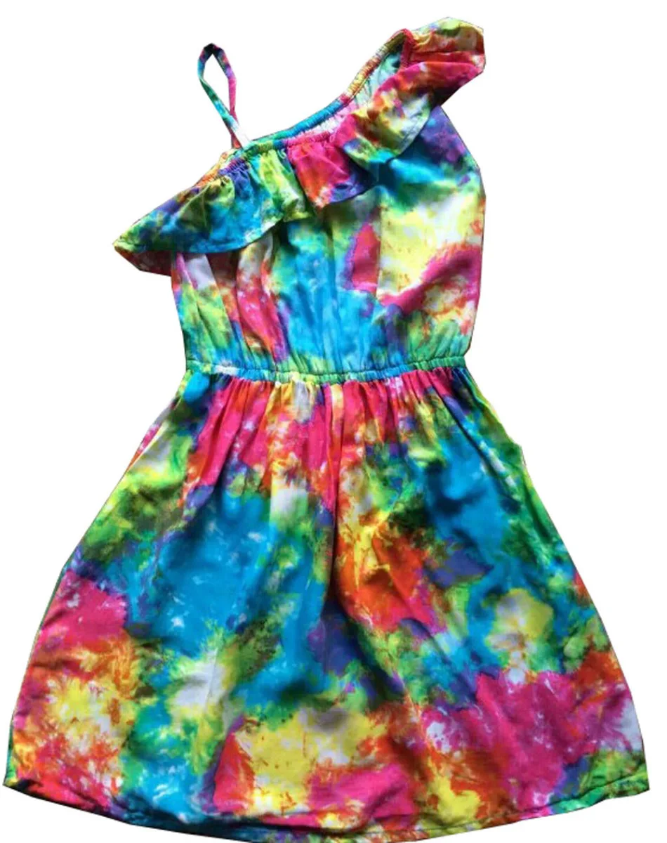 Платье для девочек мягкие платья на подтяжках детская цветная летняя пляжная