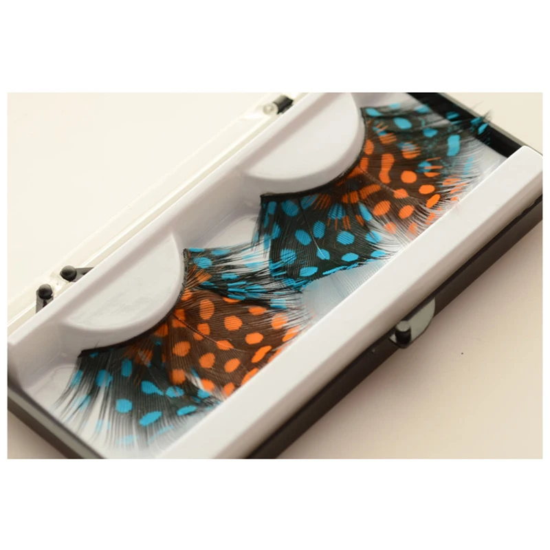 1 пар/кор. Мягкие Длинные Перо Накладные ресницы синий и оранжевый модные женские