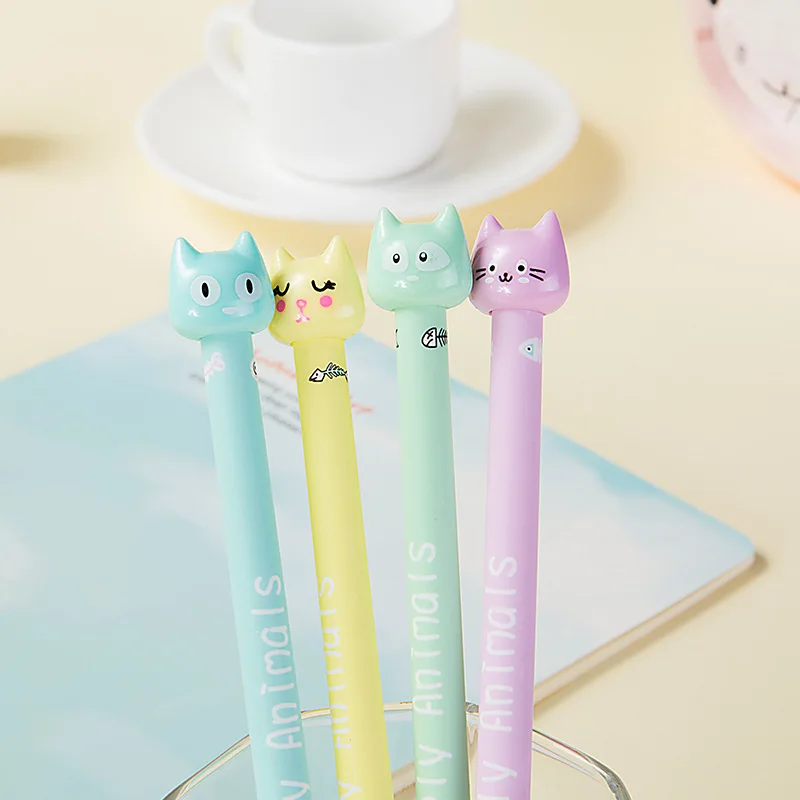 

1 Pcs Cartoon Kawaii Cat Gel Pen Student Cute Candy Color Office Writeing Signature Pens Stationery Escolar Papelaria Supplies