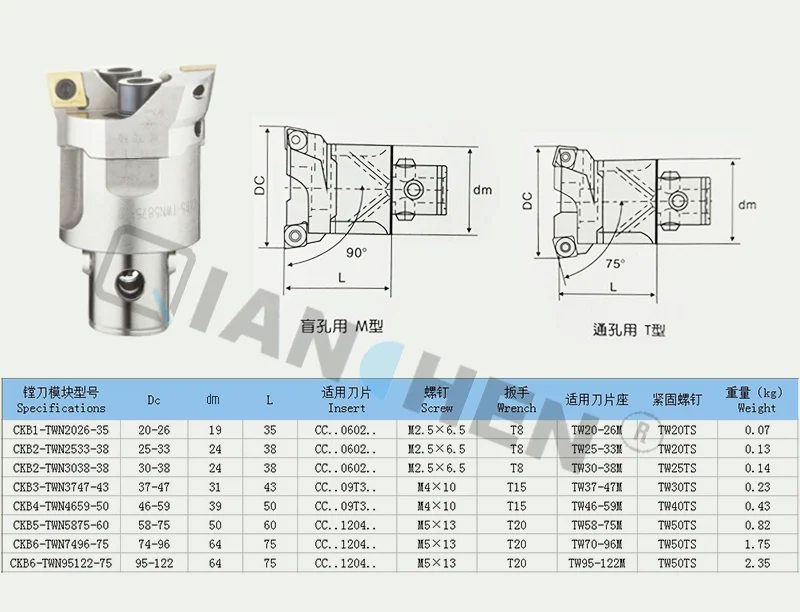 Цянь Чэн сверлящий инструмент с BT40-CKB1-TWN20-26 BT40-CKB2-TWN25-33 BT40-CKB3-TWN32-42 BT40-CKB4-TWN41-55 BT40 CKB1 TWN20 26