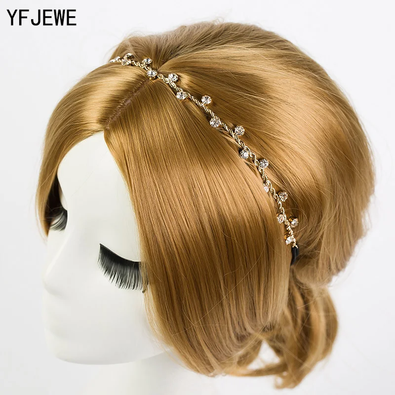YFJEWE Free Shipping Women Hair Accessories Crystal Chain Charms Head Bands Women Jewelry Wedding Bridal Hair Jewelry H008