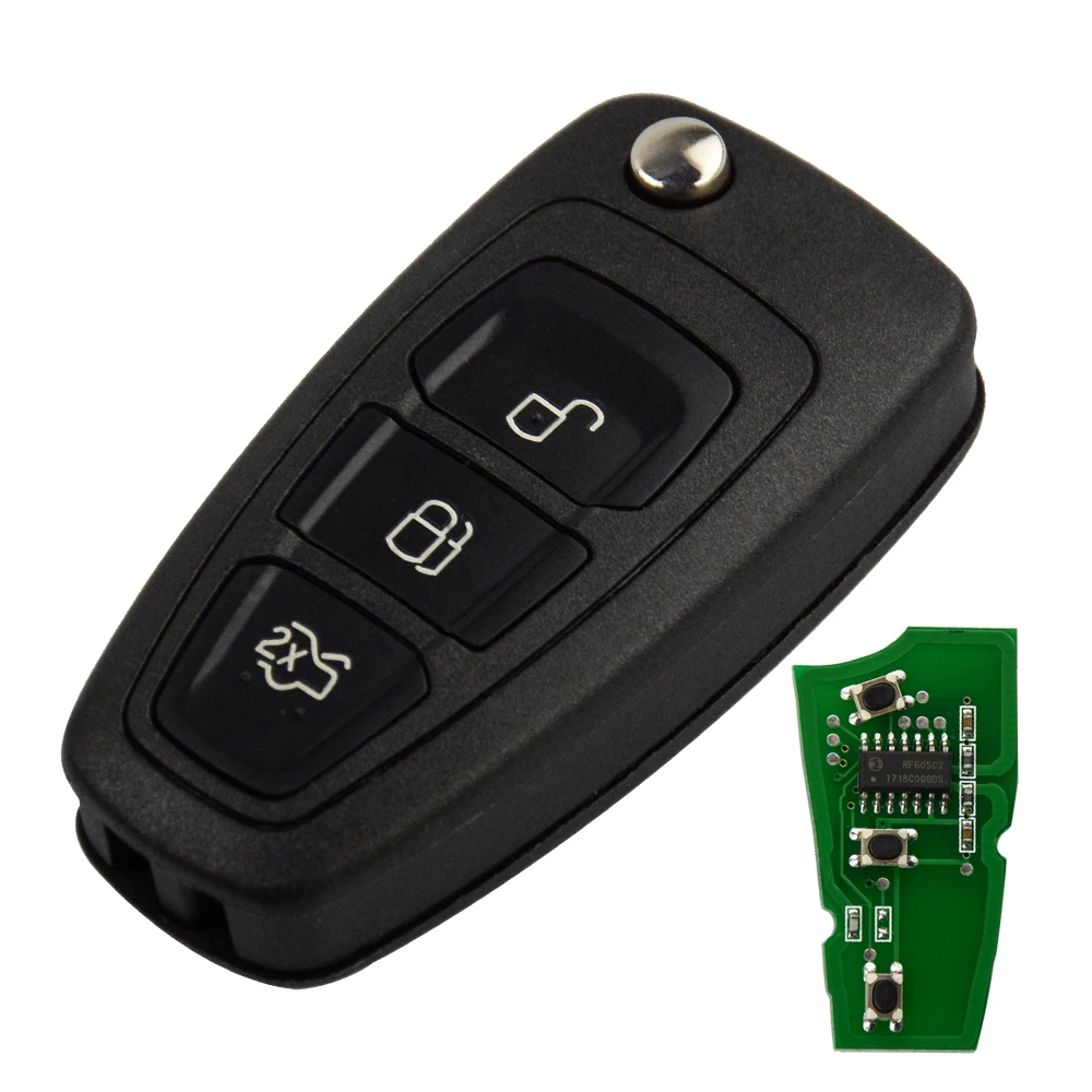 OkeyTech складной ключ для Ford Focus C Max Fiesta Mondeo Transit 3 кнопки 433 МГц 4D63 чип Uncut HU101 Blade|Ключ