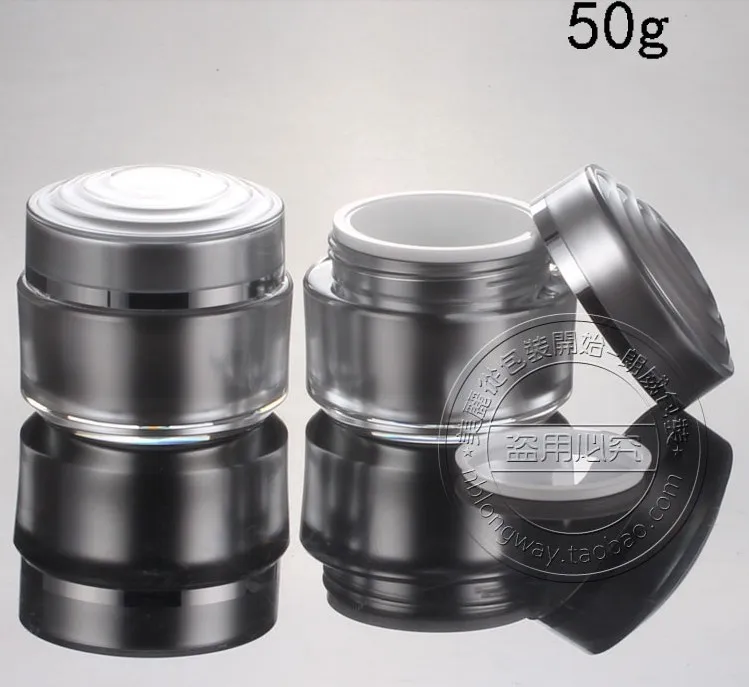 Capacity 50g 50pcs/lot Top grade round silver acrylic , 50g acrylic jar for Cosmetic Packaging