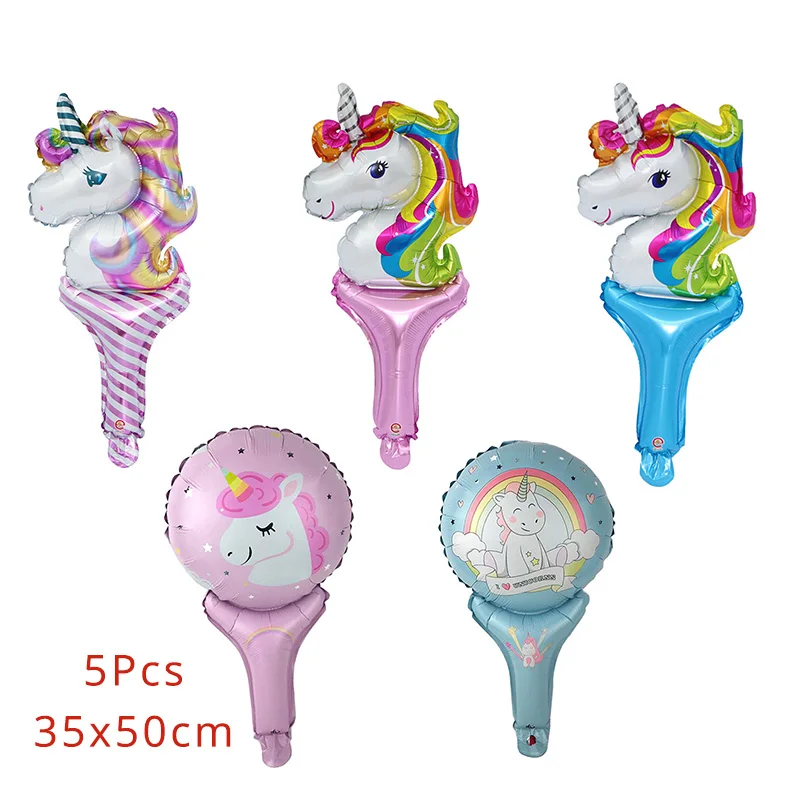 5pcs mini balloons WEIGAO День Рождения мультфильм воздушные шары в форме единорога набор «С Днем Рождения» вечерние Декор Единорог в честь надувные гелиевые воздушные шары - Цвет: 5pcs mini balloons