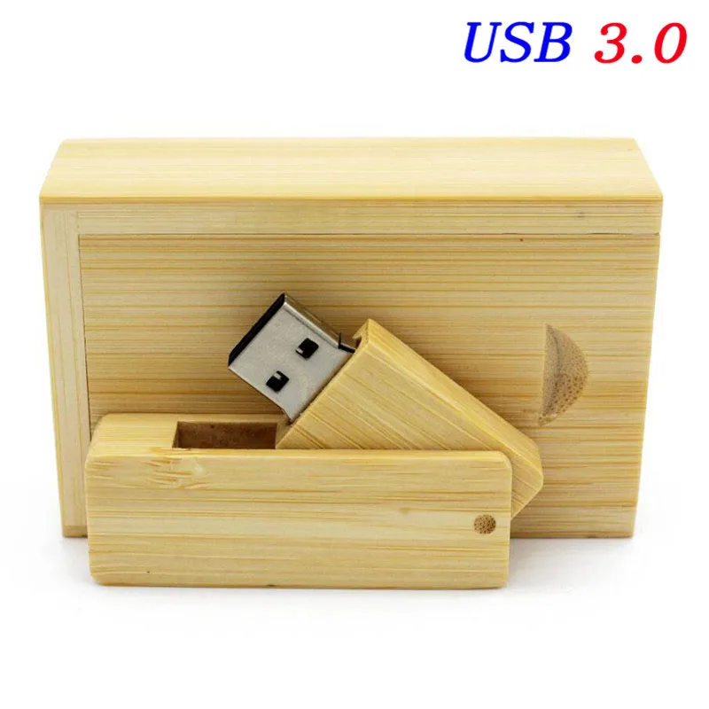 JASTER USB 3,0 заказной логотип лазерная гравировка деревянный usb+ коробка USB флэш-накопитель 64 ГБ 16 ГБ 32 ГБ фотографии свадебные подарки - Цвет: Bamboo