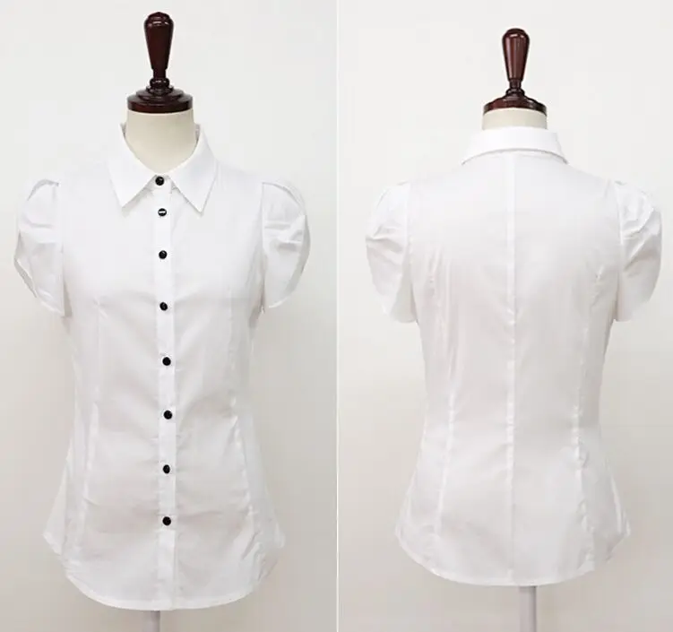 Новинка 2015 года Модные однотонные белые рубашки Летний стиль xs-5xl блуза на