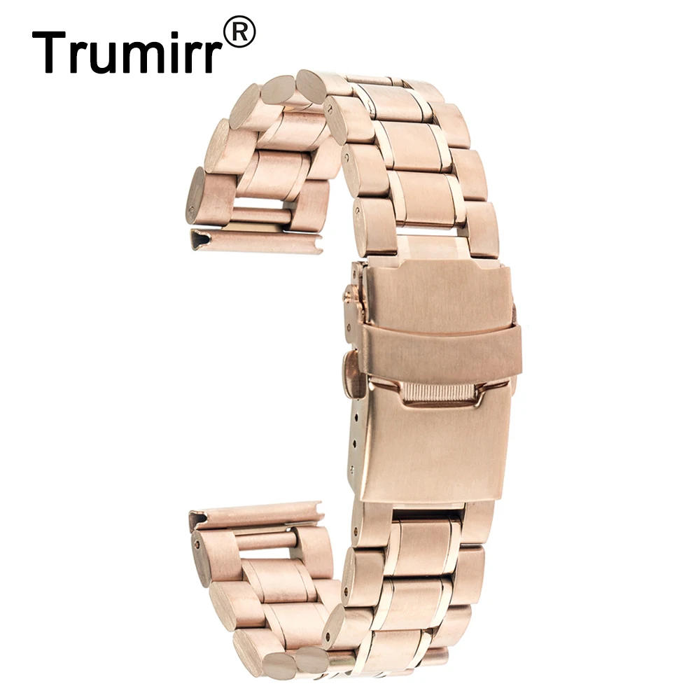 

20mm Stainless Steel Watch Band for Pebble Time Round 20mm Bradley Timepiece Buckle Bracelet Strap with Lock Black Gold Silver