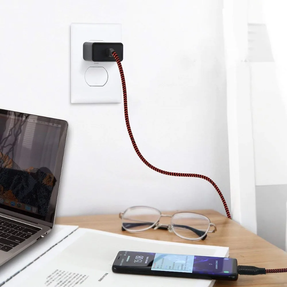 Набор из 4 кабель Нейлон Плетеный Micro USB 2 0 зарядки Кабели для устройств Android