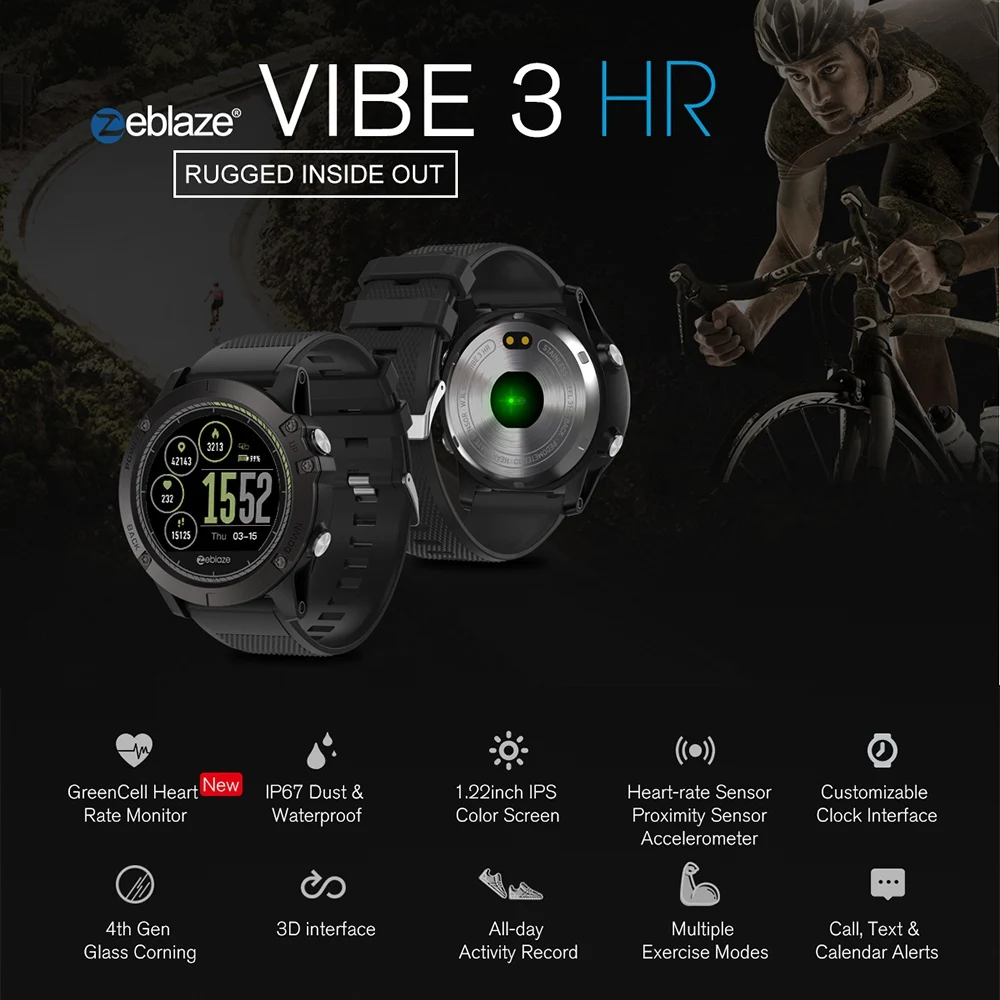 leegoal VIBE 3 HR Bluetooth Sports Waterprof Smart Watch 1.22'' Call Message Reminder Heart Rate Monitor Blood Pressure Function |