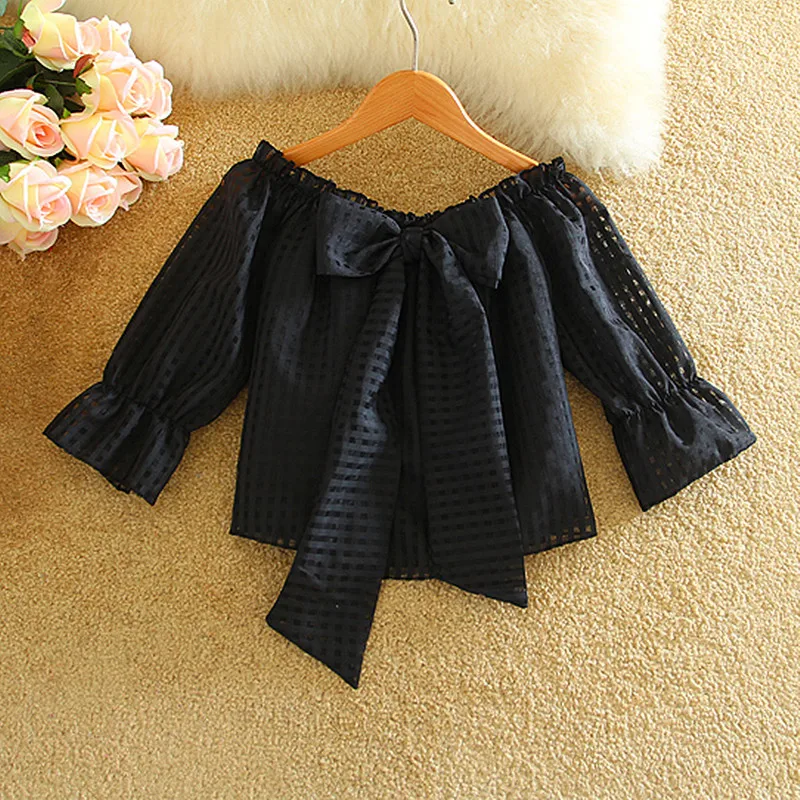 Блузка женская летняя с открытыми плечами и бантом спереди | Женская одежда