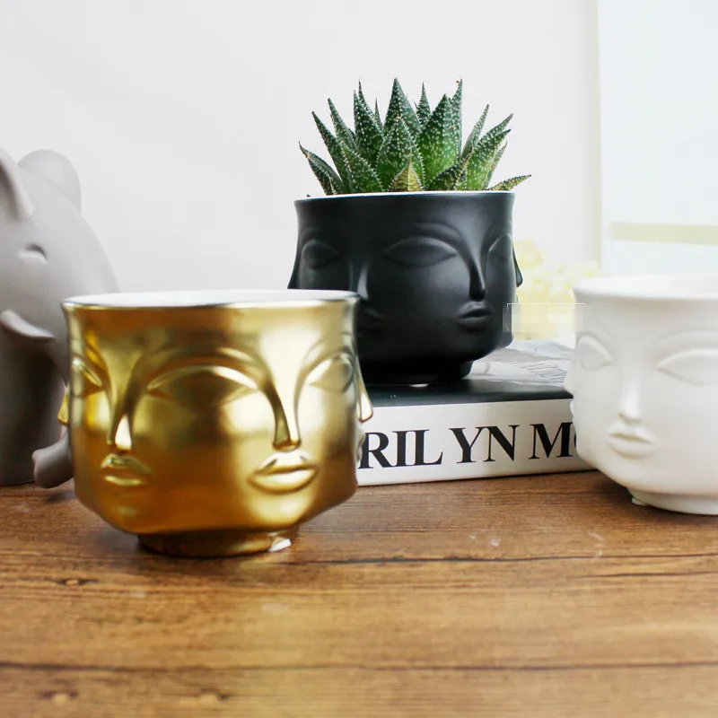 

Matte Face Flower Pot Scandinavian Style Pure Home Decorative Vase Human Head Flower Arrangement Large Mouth Vase R987
