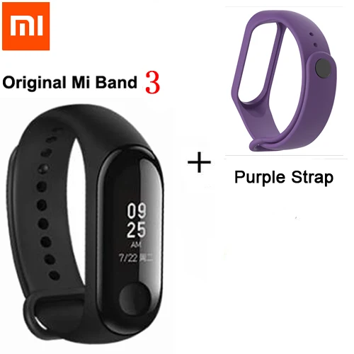 Add Purple Strap Xiaomi mi Band 3/mi band 2 умный Браслет фитнес-браслет mi Band большой сенсорный экран OLED частота сердечных сокращений сообщения Smartband - Цвет: Add Purple Strap