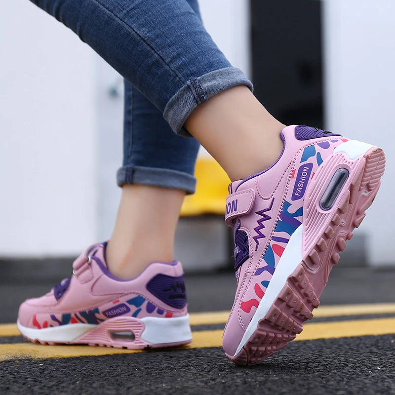 2018 Осенние новые стильные кроссовки с воздушной подушкой для девочек детские