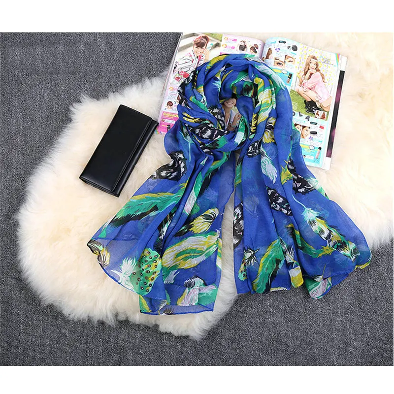 Шарф женский 2017 индийский шарф с перьями роскошный бренд летающий шарфы
