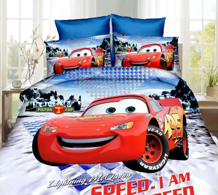 Комплект постельного белья Disney McQueen с машинками пододеяльники односпальный