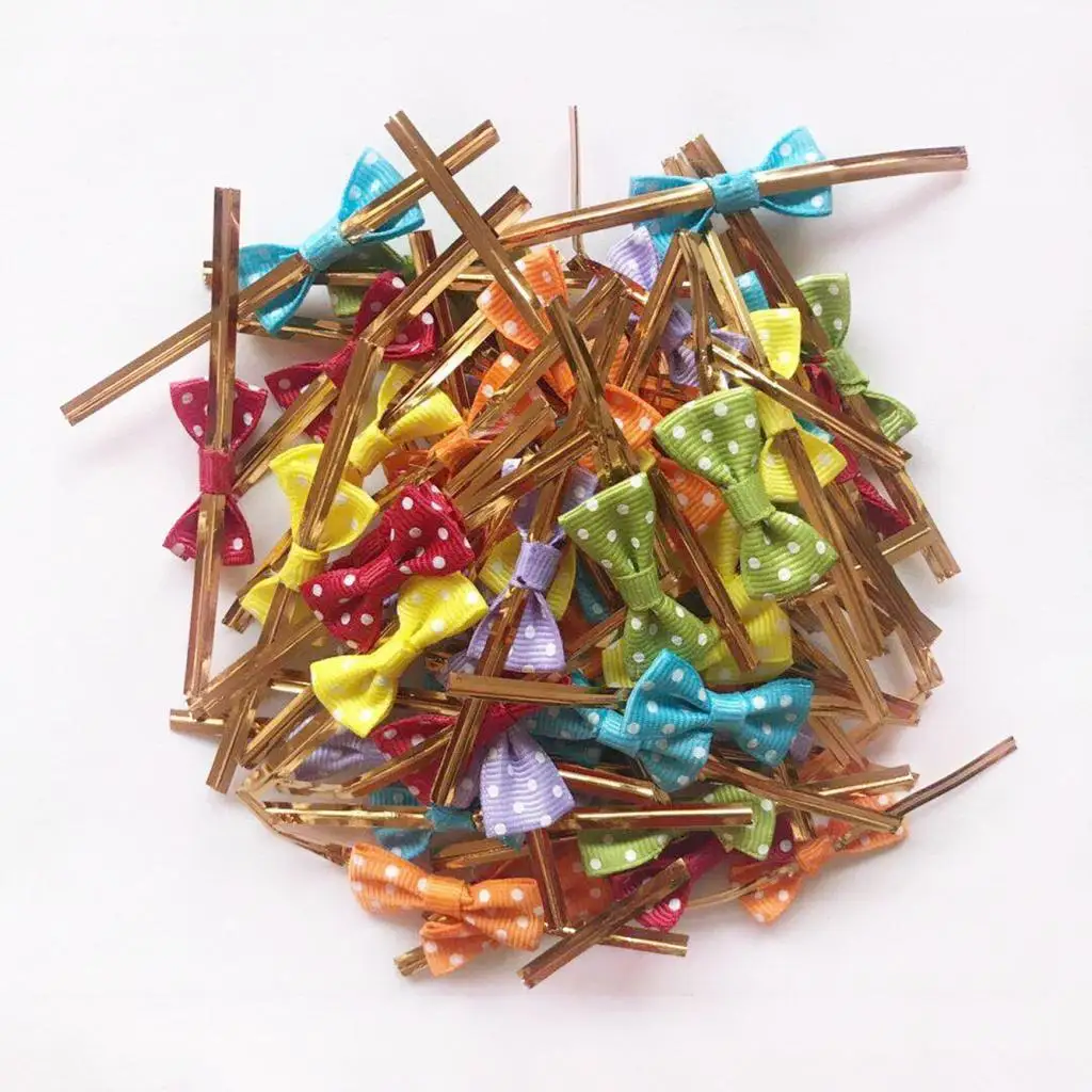 100 шт. милый цветной галстук бабочка металлик для пекарни конфеты виолончели