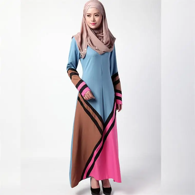 Женская Abayas платье женщин одежда Исламской твердых Турции халаты трикотажные