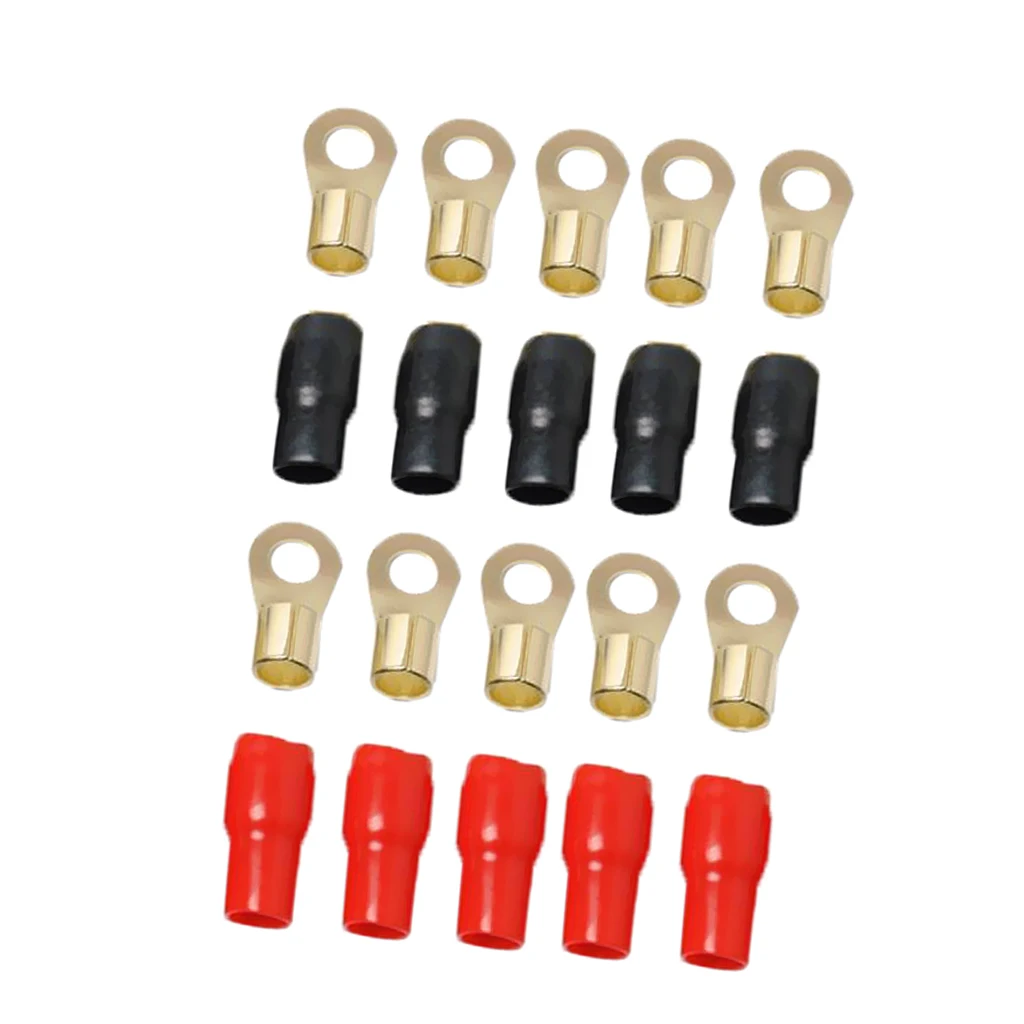 

5 Pairs 4 AWG Power Ground Wire Connectors Assortment Crimp Ring Terminals