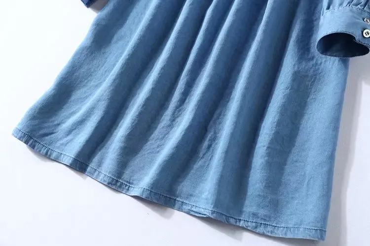 Весна 2020 новый стиль женское винтажное джинсовое платье с вышивкой фирменный