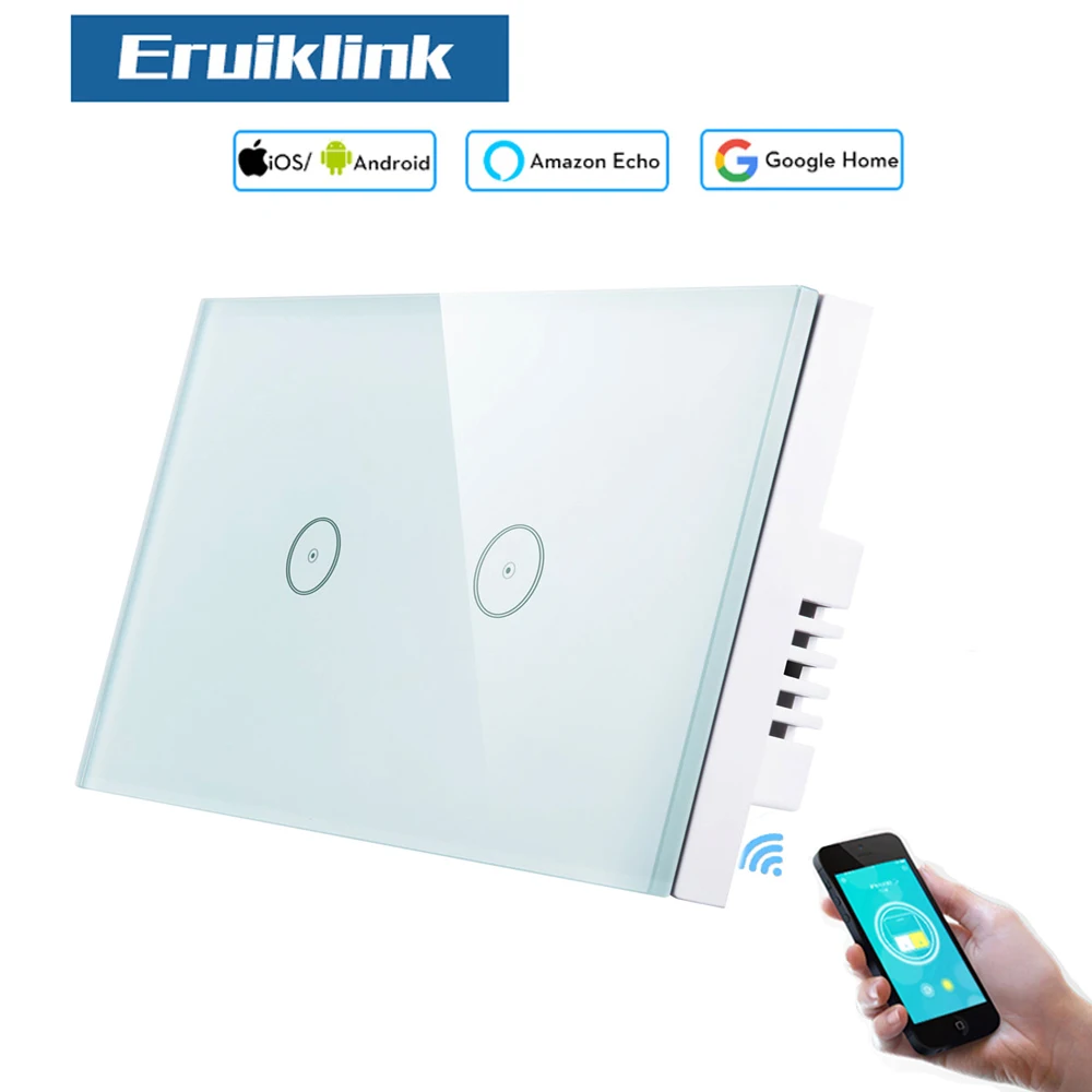 Eruiklink 2 банды США Стандартный WiFi переключатель стеклянная панель сенсорный