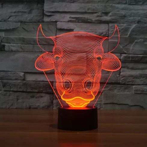 Bull настольная лампа 7 цветов Изменение Настольная 3d Новинка Led оригинальная