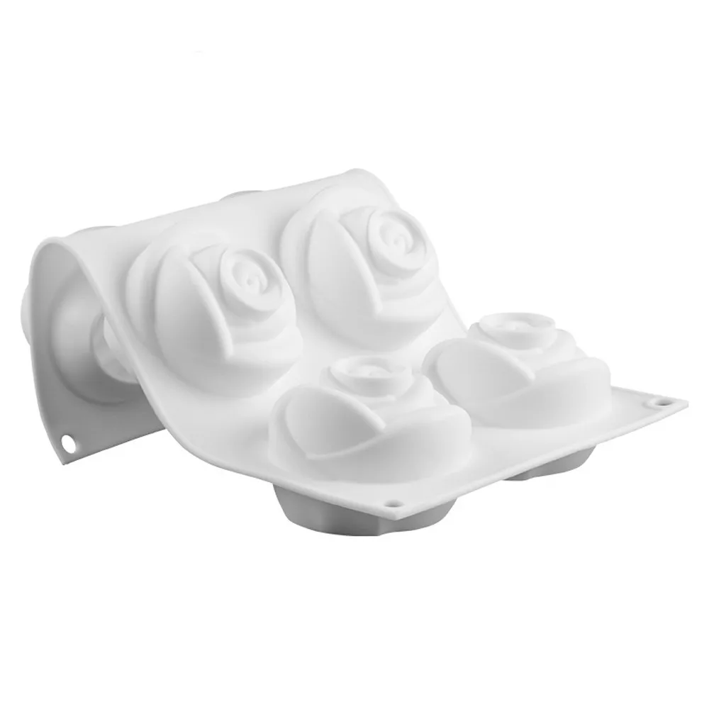 Силиконовые 3D розы формы для Мусса Торт Шоколад Желе Пудинг мыло форма свеча