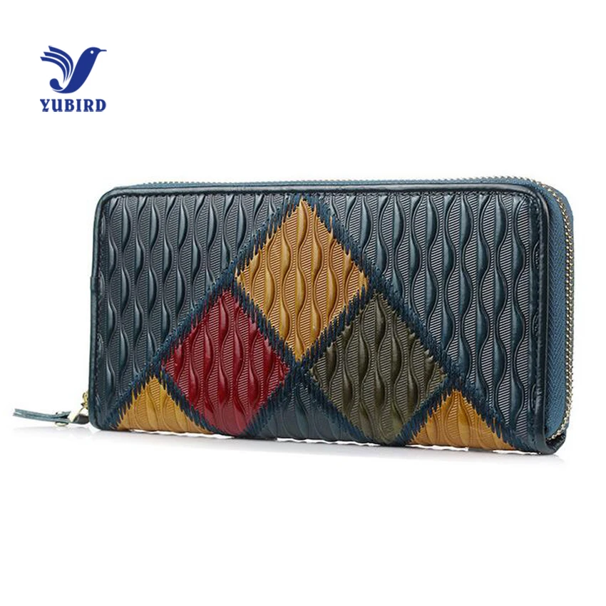 YUBIRD Brand Fashion Women Purse Patchwork Genuine Leather Ladies Clutch Vintage Long Wallet Luxury Designer Gift | Багаж и сумки