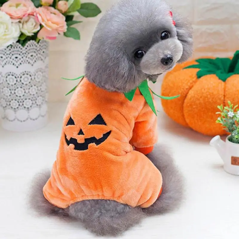 Pet Одежда Хэллоуин Тыква теплый мягкий бархат Животные одежда пальто