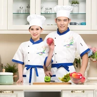 2018 new hotel chef uniform suit short sleeved chef jacket restaurant waiter kitchen uniform cooking clothes plus size b 6040