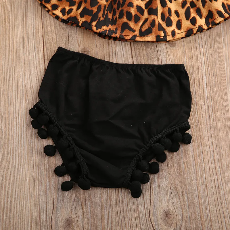 Британская мода одежда без бретелек для маленьких девочек леопардовая футболка +