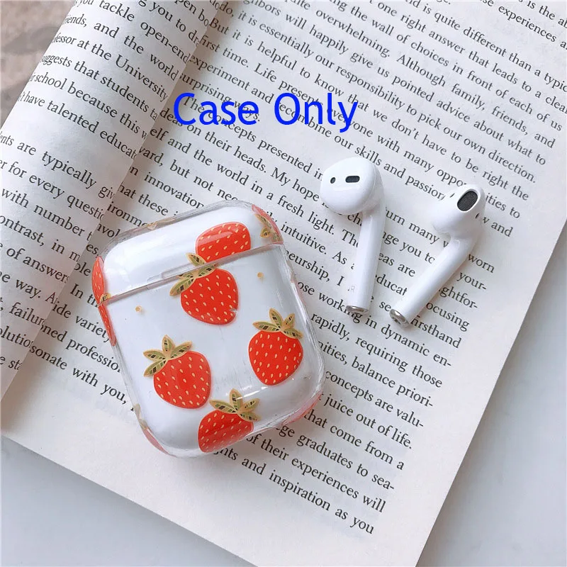 strawberry Для AirPods чехол лимон, клубника милый жесткий пластик беспроводной Bluetooth наушники чехол s для Apple Airpods 2 крышка Funda Мода - Цвет: strawberry